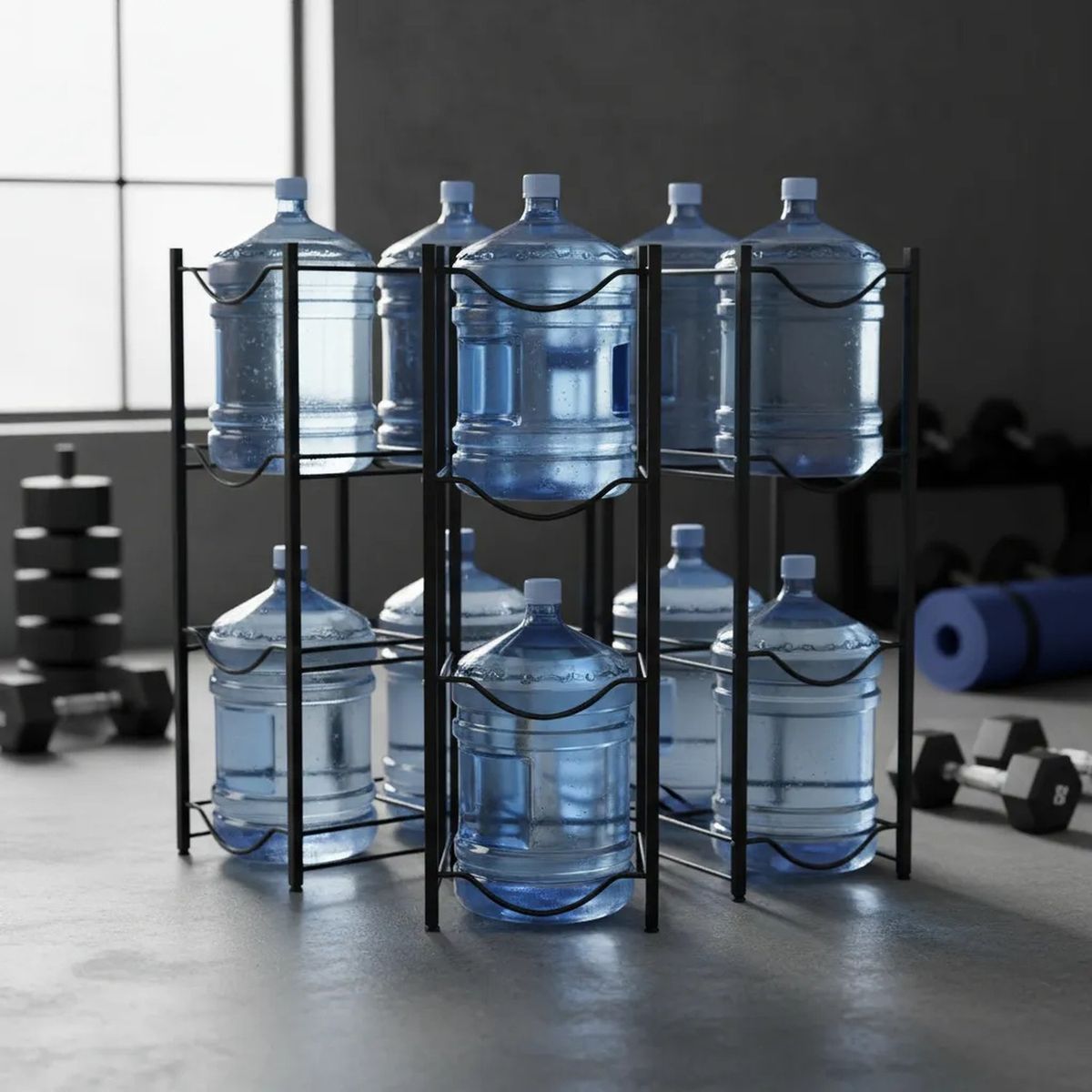 GENERICO - Estante de Almacenamiento para Bidones de Agua 5 Gallones Metálico Negro