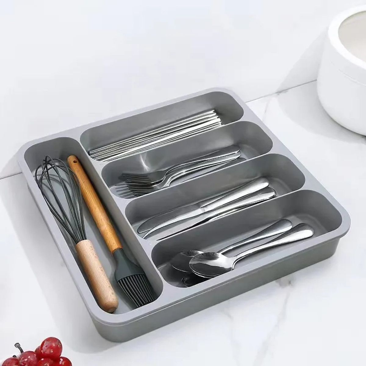 GENERICO - Organizador De Utensilios De Cocina Expandible Plástico Gris