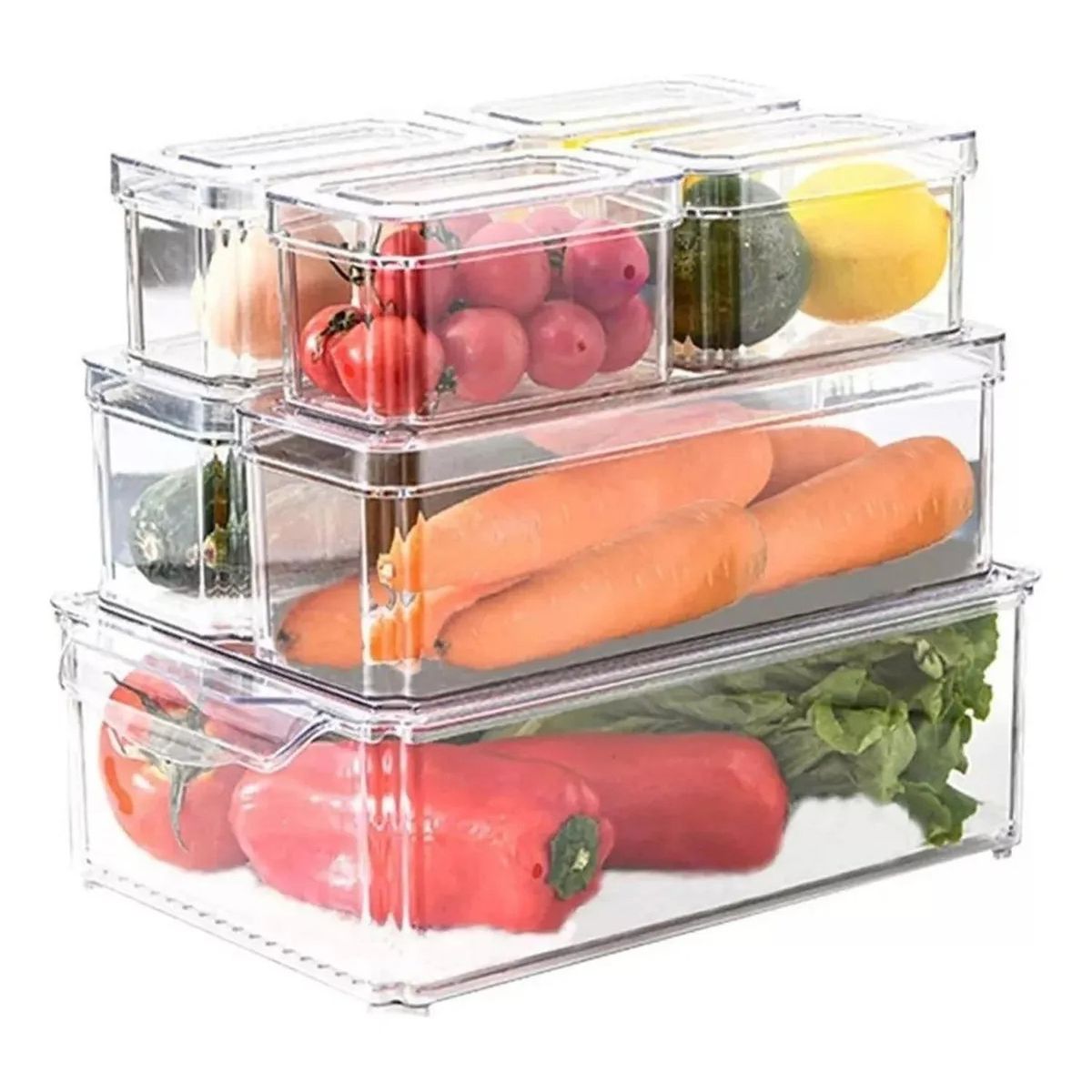 GENERICO - Organizadores De Refrigerador Plástico Transparente Rectangular