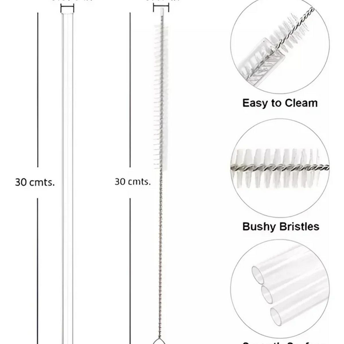 GENERICO - Pack 6 bombillas transparentes Para vaso térmico de 40 oz