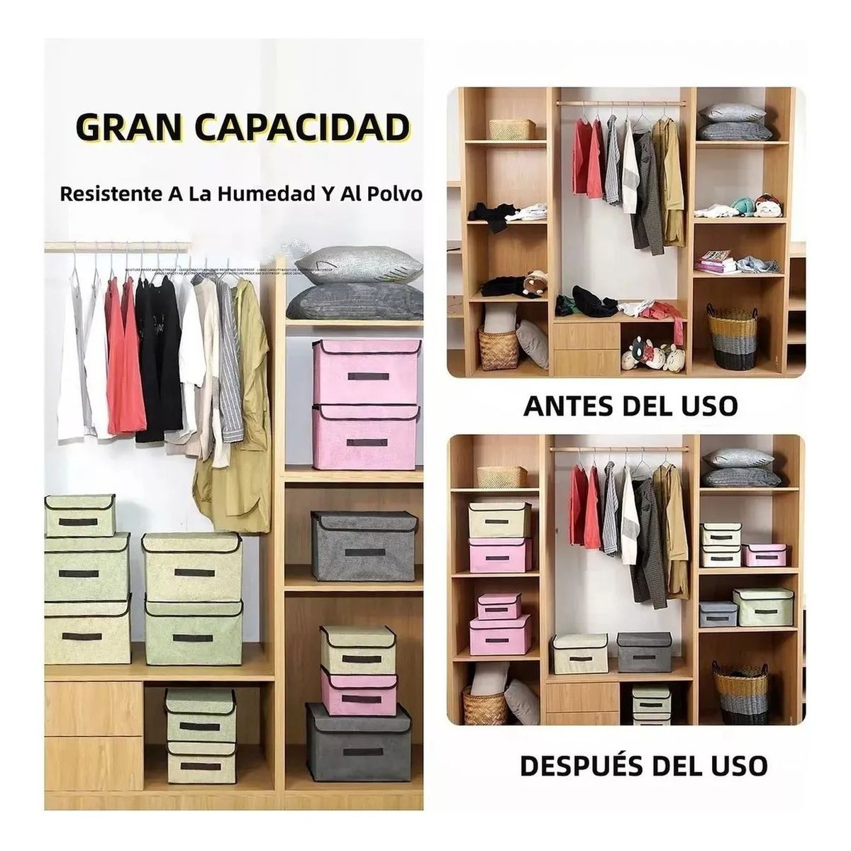 GENERICO - Cajas Organizadoras Plegables Tela Apilables Resistentes