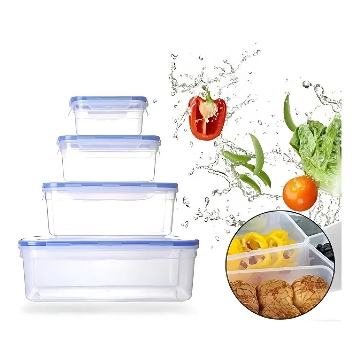 GENERICO - Set De Recipientes Herméticos Plásticos Apilables 200ml-2000ml