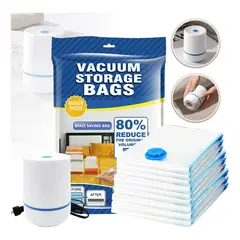 GENERICO - Bolsas de Almacenamiento al Vacío con Bomba Eléctrica Tamaño Variado - Ahorro de Espacio