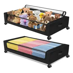 GENERICO - Cajón de Almacenamiento Bajo Cama con Ruedas Bloqueables Tela Negra