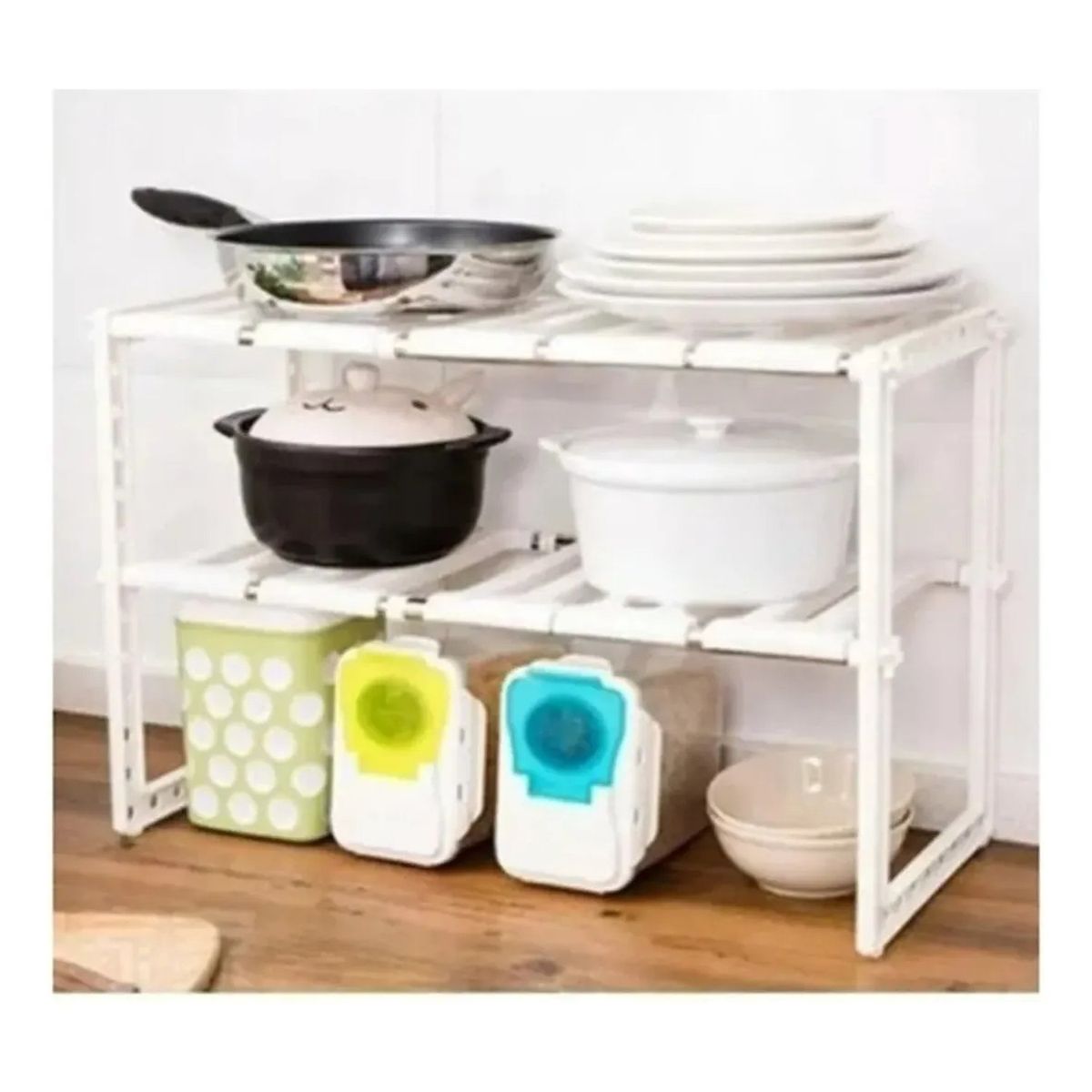 GENERICO - Estante Ajustable Cocina Plástico Blanco Organizador