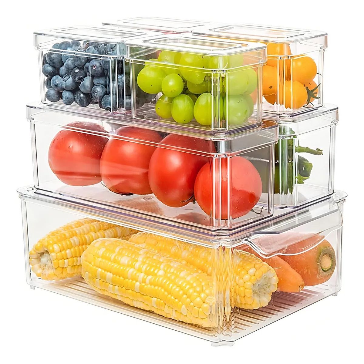 GENERICO - Contenedores de Almacenamiento de Alimentos Transparente con Tapas Organizador Cocina