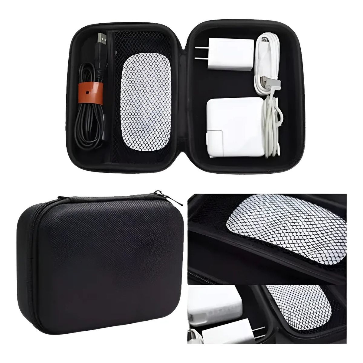 GENERICO - Estuche Rígido Protector para Cables y Adaptadores Negro