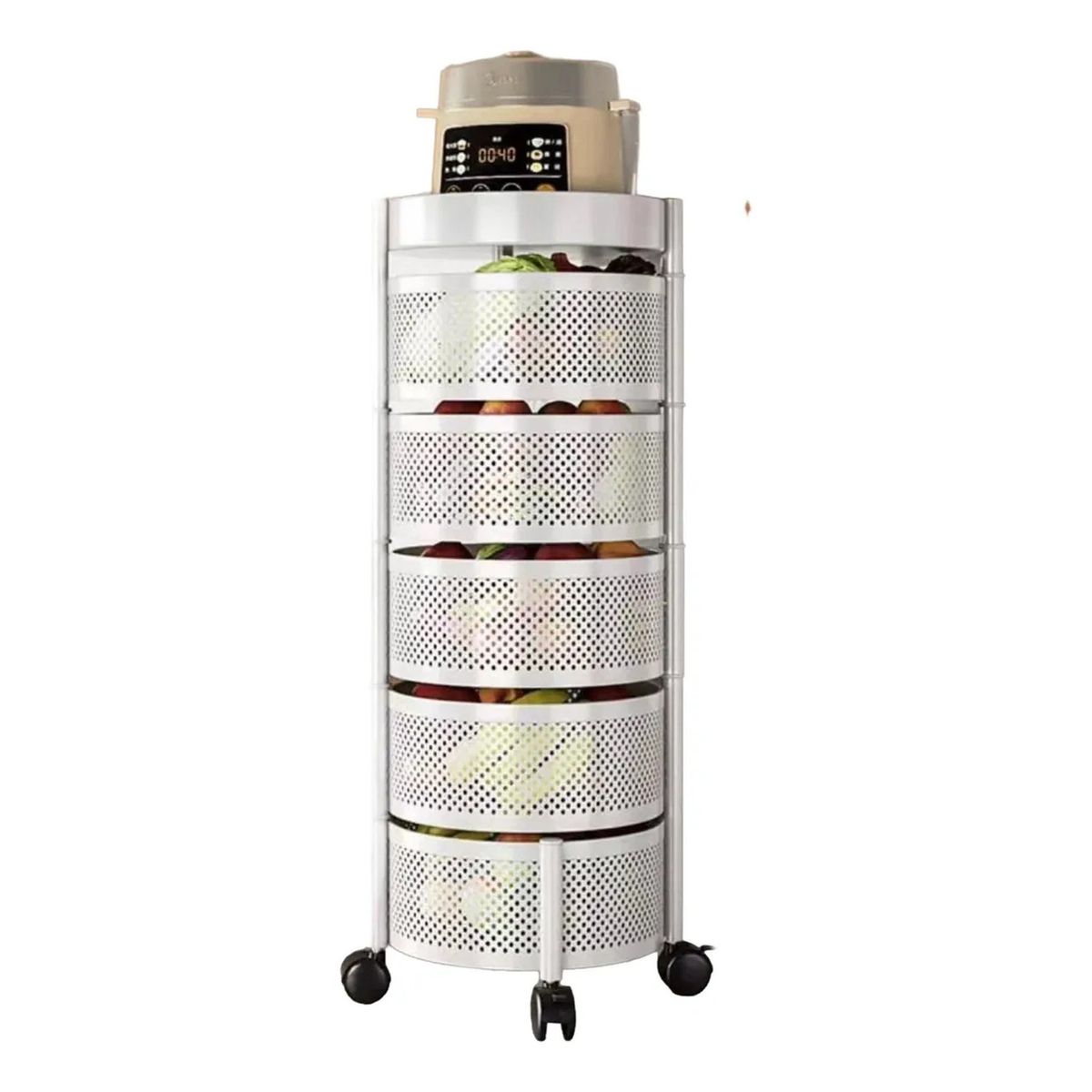 GENERICO - Estante De Almacenamiento Multiusos Con Ruedas 90cm Metal Blanco