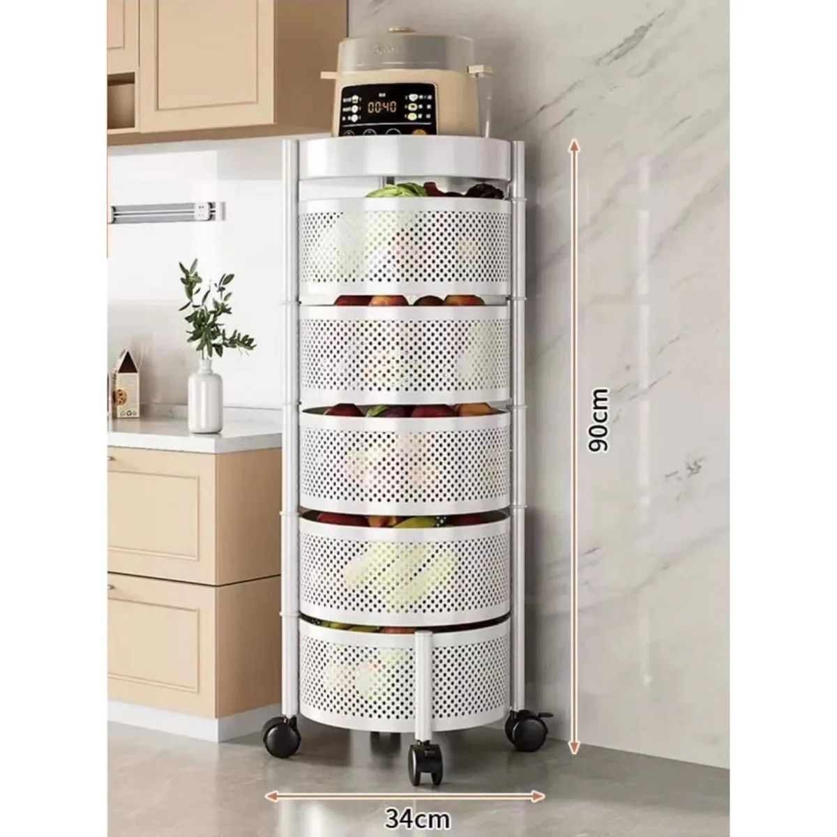 GENERICO - Estante De Almacenamiento Multiusos Con Ruedas 90cm Metal Blanco