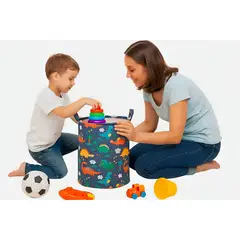 GENERICO - Canasto Organizador de Juguetes Estampado Dinosaurios Tela Impermeable