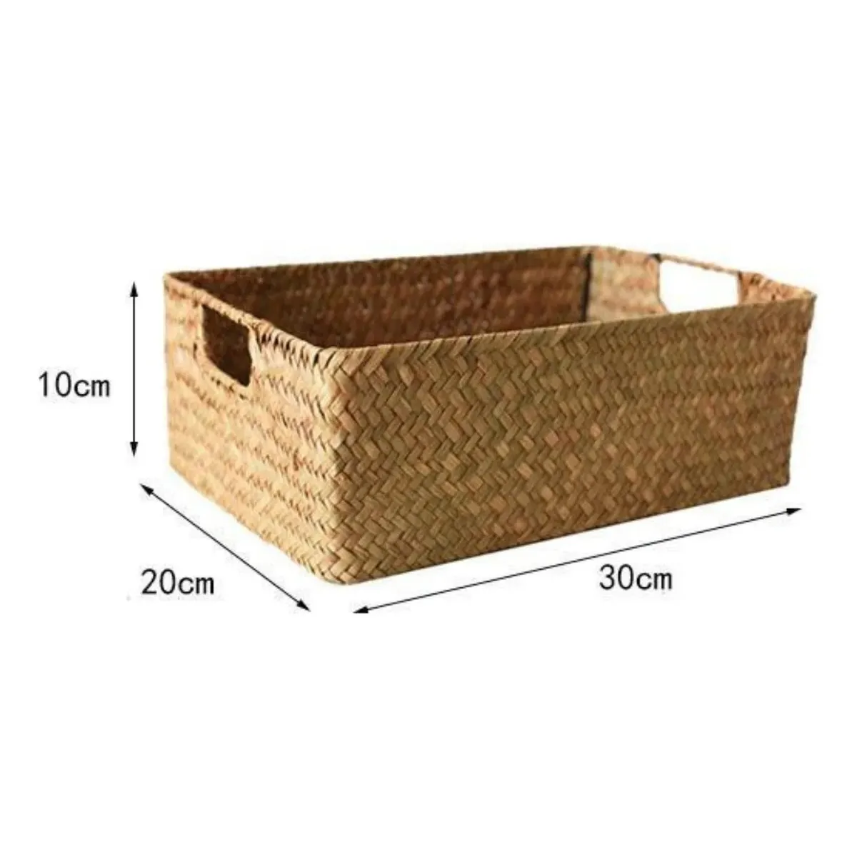 GENERICO - Canasta Organizadora Rectangular Ratán 30x20x10 cm Beige