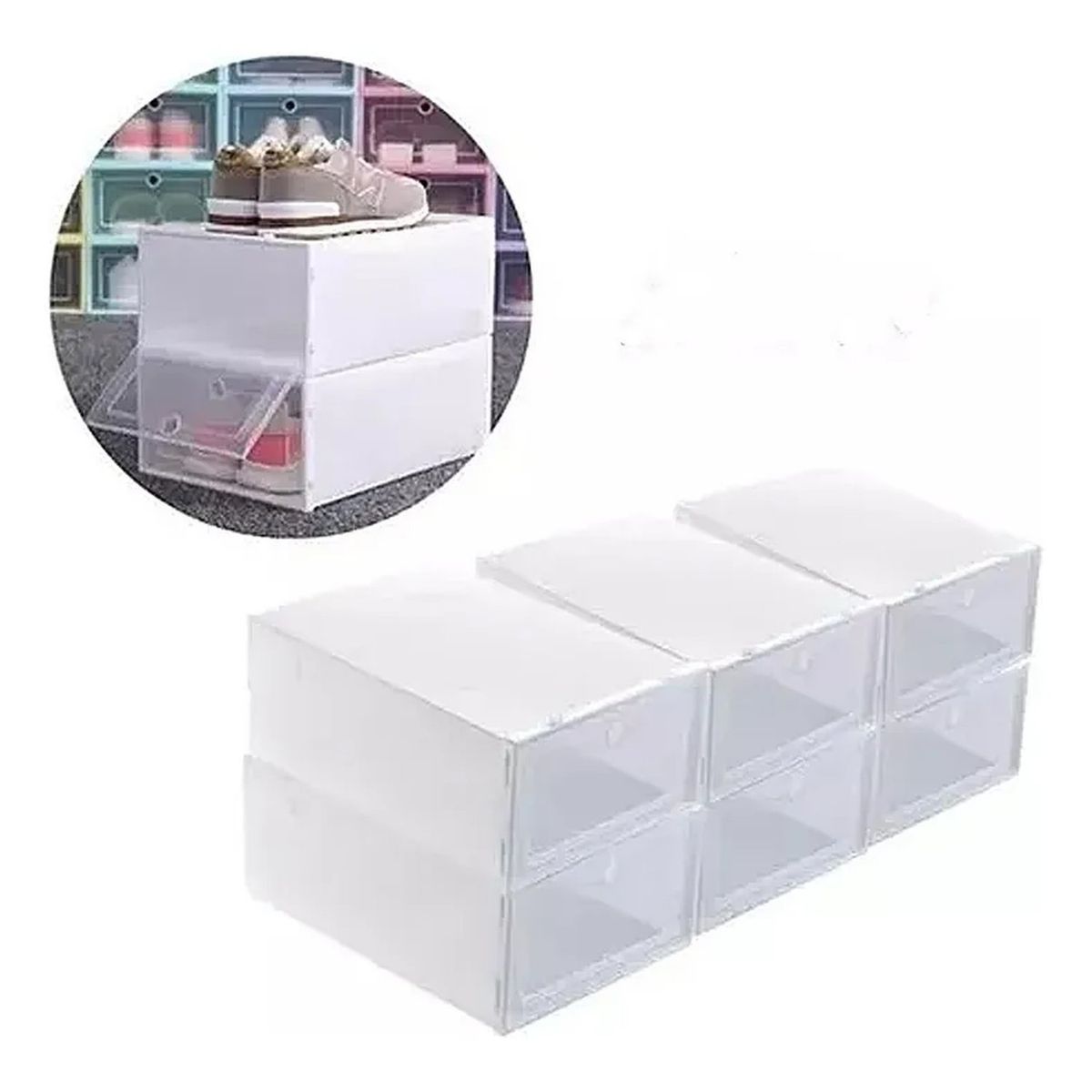 GENERICO - Cajas Organizadoras de Zapatos Plástico Transparente 23x35x14 cm x6