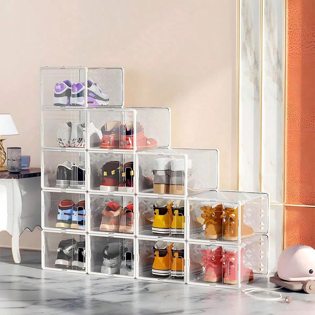 GENERICO - Organizador de Zapatos Apilable de Plástico Transparente