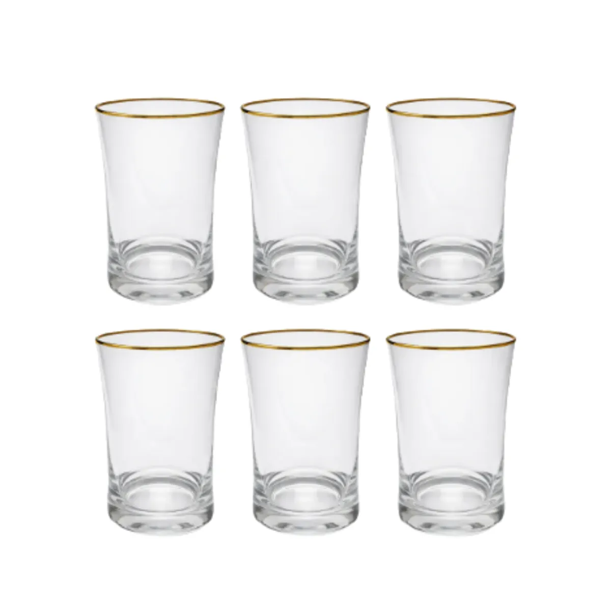 GENERICO - Set De 6 Vasos De Vidrio Borde Dorado 420 ml