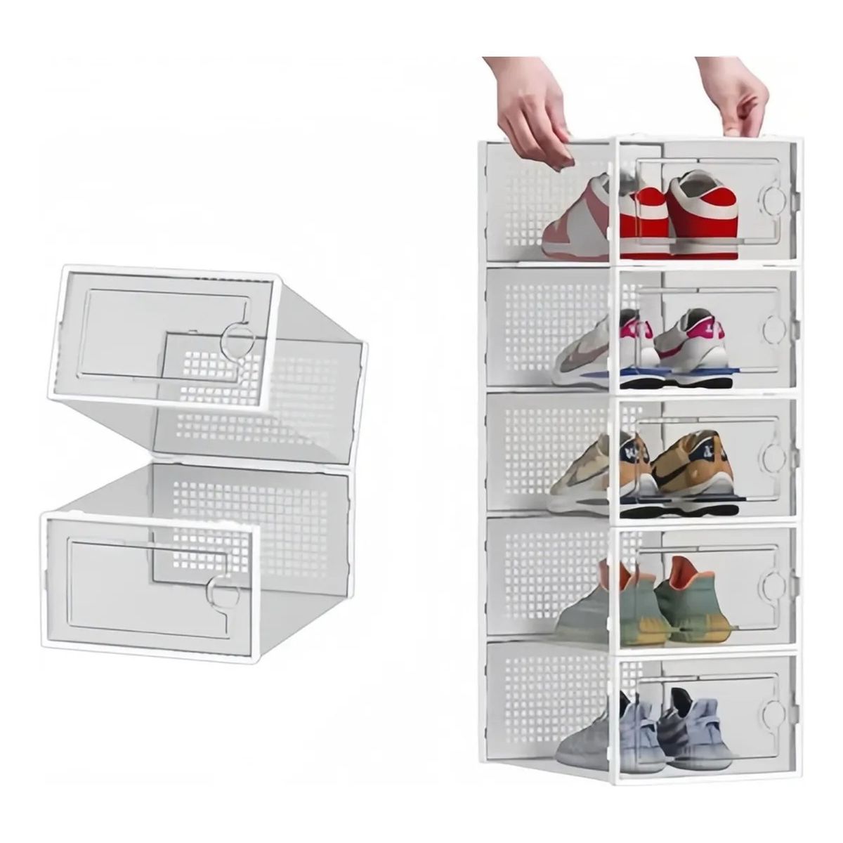 GENERICO - Cajas Organizadoras de Zapatos Apilables Transparentes Rectangular