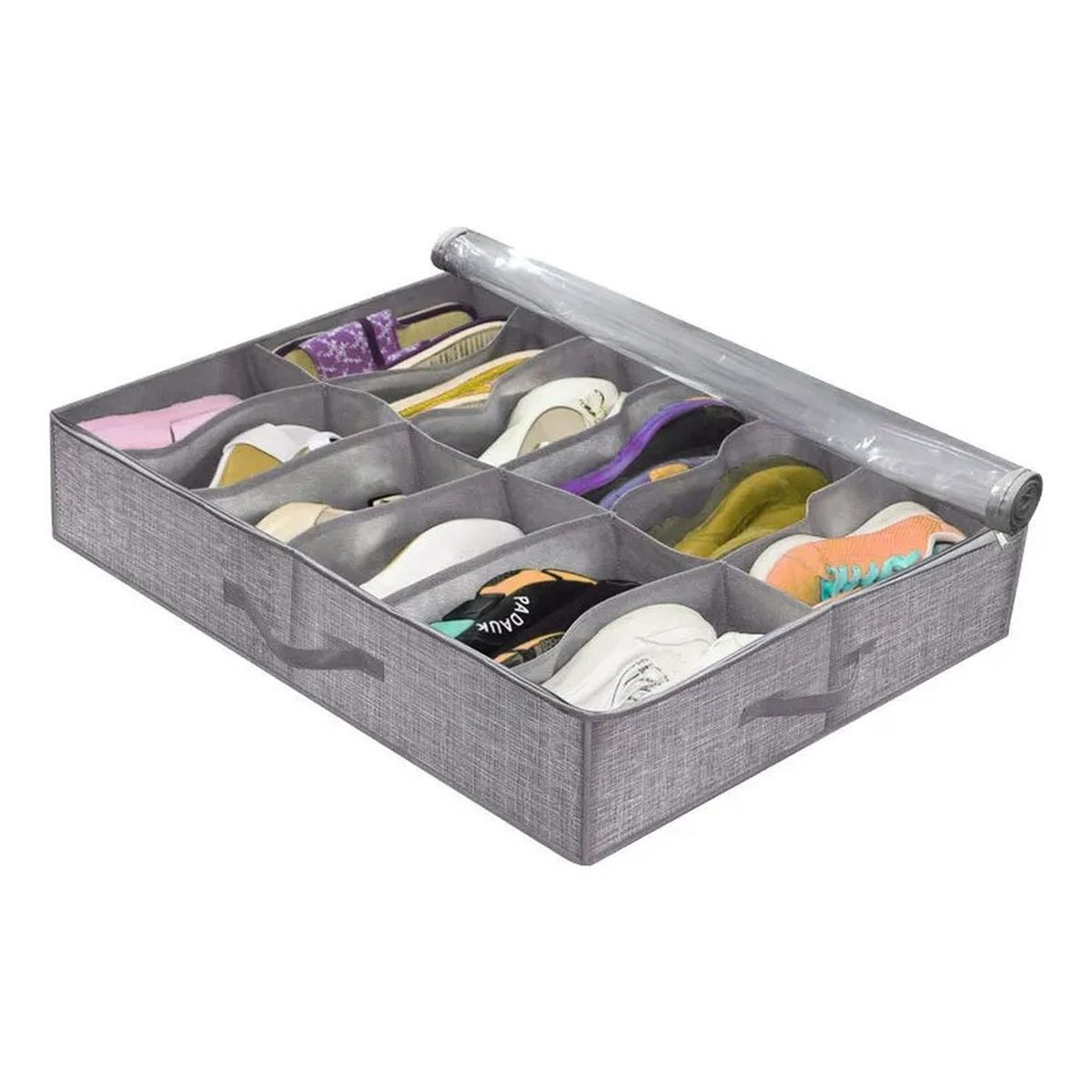 GENERICO - Organizador de Zapatos Bajo Cama Tela Gris Transparentado