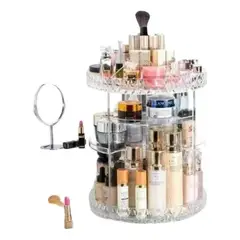 GENERICO - Organizador Giratorio de Maquillaje Acrílico Transparente 360°
