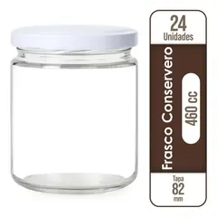 GENERICO - Frasco de Vidrio para Conservas 460cc Tapa Blanca 24 Unidades