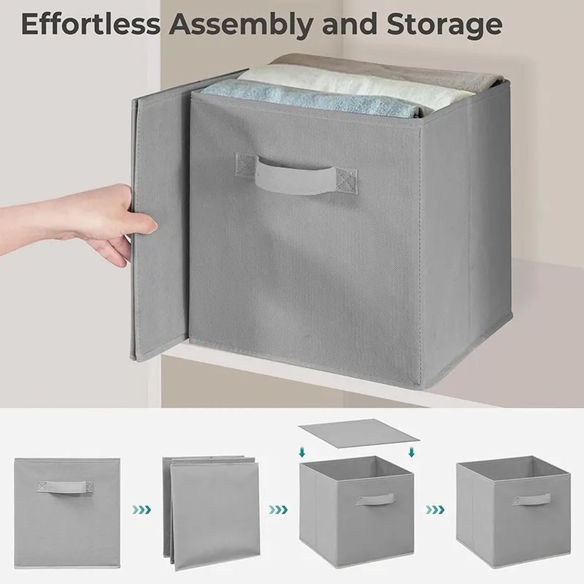 GENERICO - Cajas Organizadoras Plegables Tela Canvas Gris Set de 6