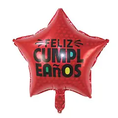 GENERICO - Globo metálico estrella roja feliz cumpleaños 45cm