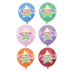 GENERICO - Globo de látex feliz cumpleaños color surtido