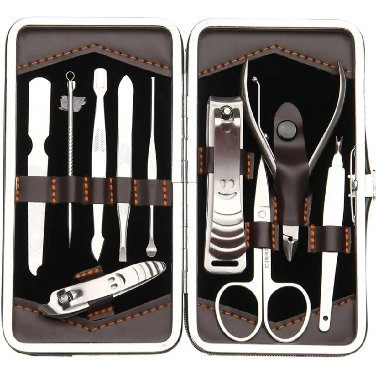 GENERICO - Set Manicure Y Pedicure Profesional 10 Piezas Acero Estuche