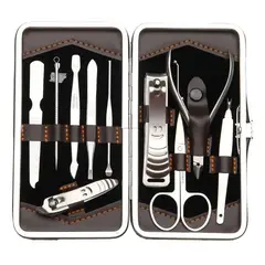 GENERICO - Set Manicure Y Pedicure Profesional 10 Piezas Acero Estuche