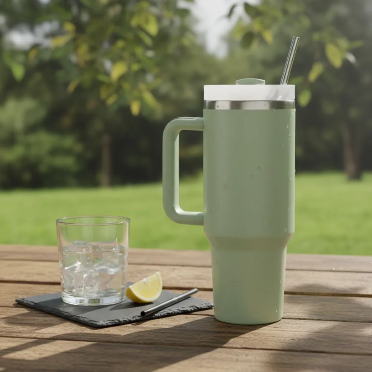 GENERICO - Vaso Térmico 1200ml Acero Inoxidable Con Asa Y Bombilla