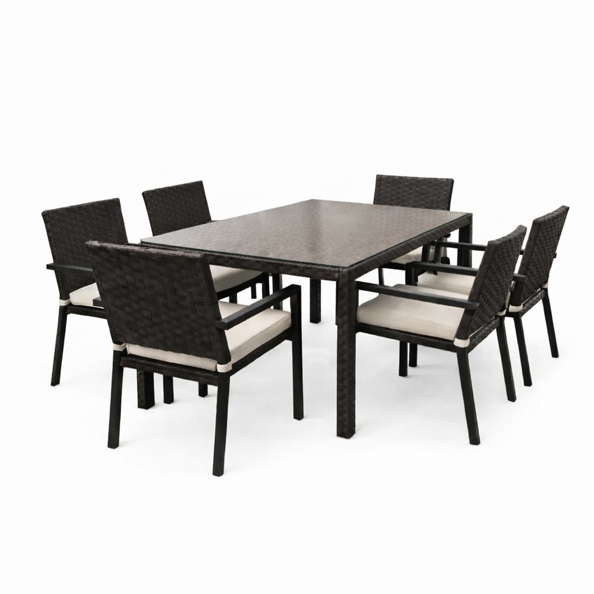 MUEBLES LA TERRAZA - Comedor Exterior 6 sillas color chocolate
