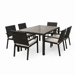 MUEBLES LA TERRAZA - Comedor Exterior 6 sillas color chocolate