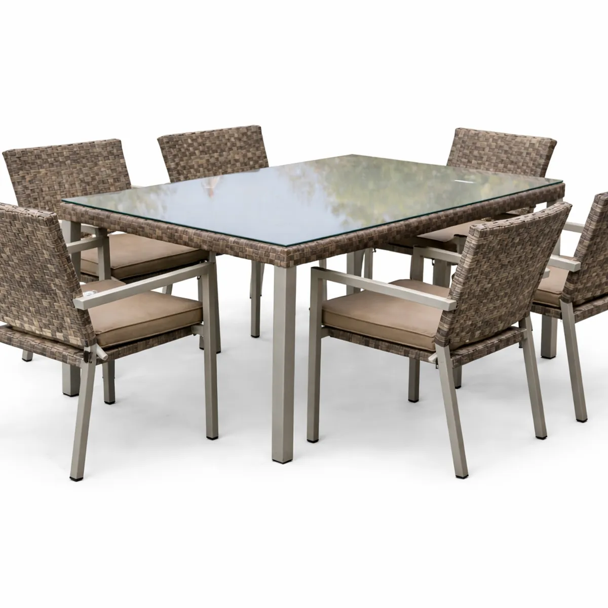 MUEBLES LA TERRAZA - Comedor Exterior 6 sillas color Gris