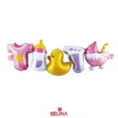 GENERICO - Cadena De Globos Metálicos Baby Shower Niña 1m