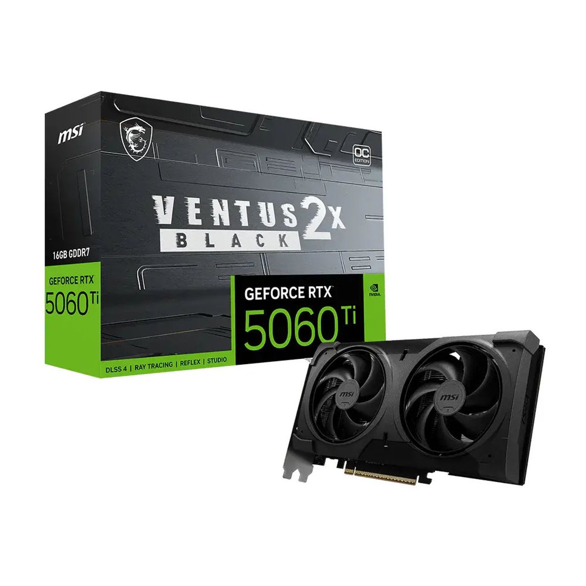 MSI - Tarjeta De Video - Msi Ventus 2x Oc Black Plus 5060ti 16gb