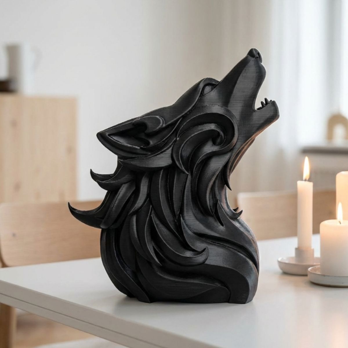 GENERICO - Escultura- Lobo Alfa Aullando