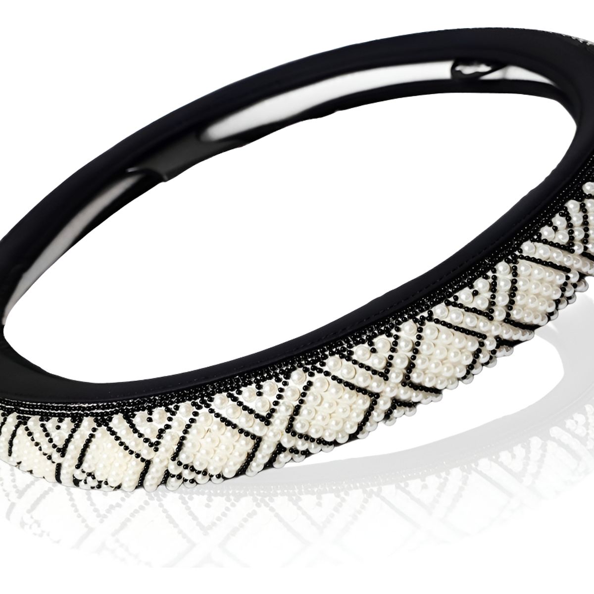 GENERICO - Funda Cubre Volante De Auto Antideslizante Cristal Universal Perlas Negro