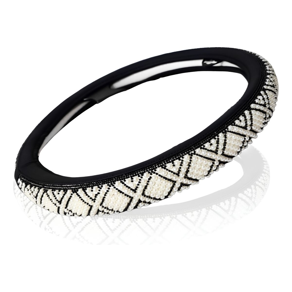 GENERICO - Funda Cubre Volante De Auto Antideslizante Cristal Universal Perlas Negro