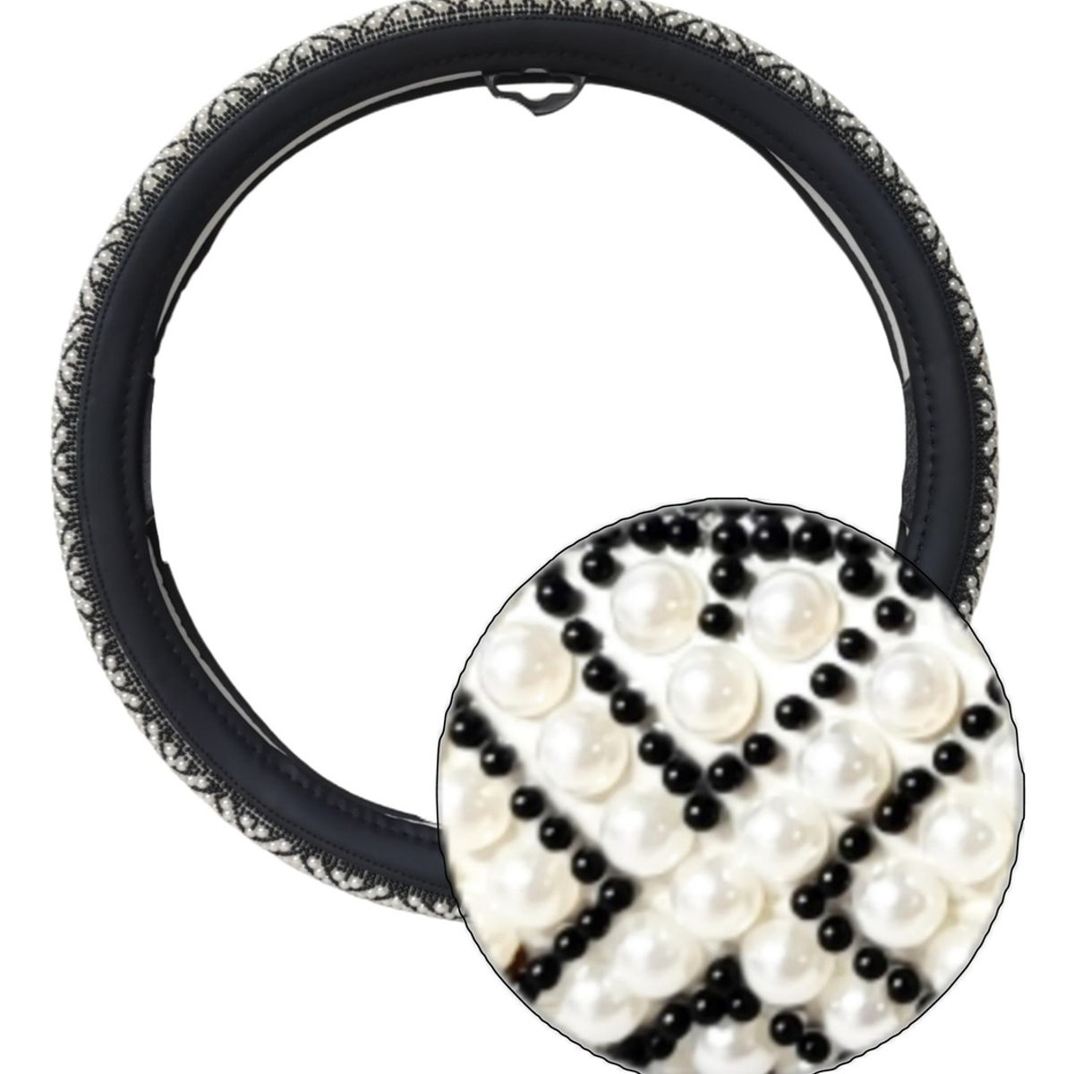 GENERICO - Funda Cubre Volante De Auto Antideslizante Cristal Universal Perlas Negro