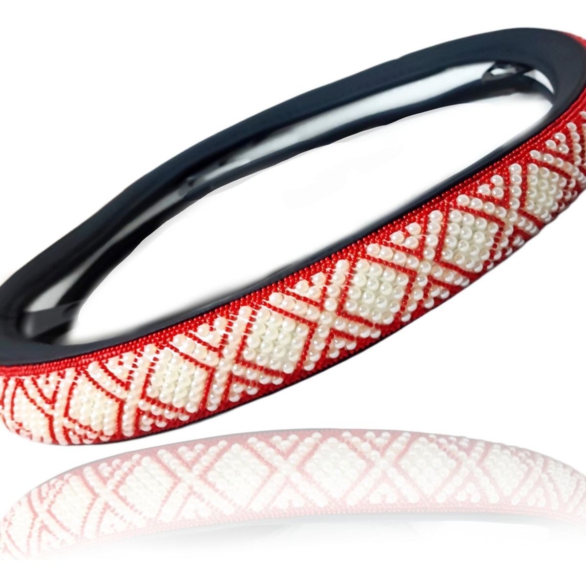 GENERICO - Funda Cubre Volante De Auto Antideslizante Cristal Universal Perlas Rojo