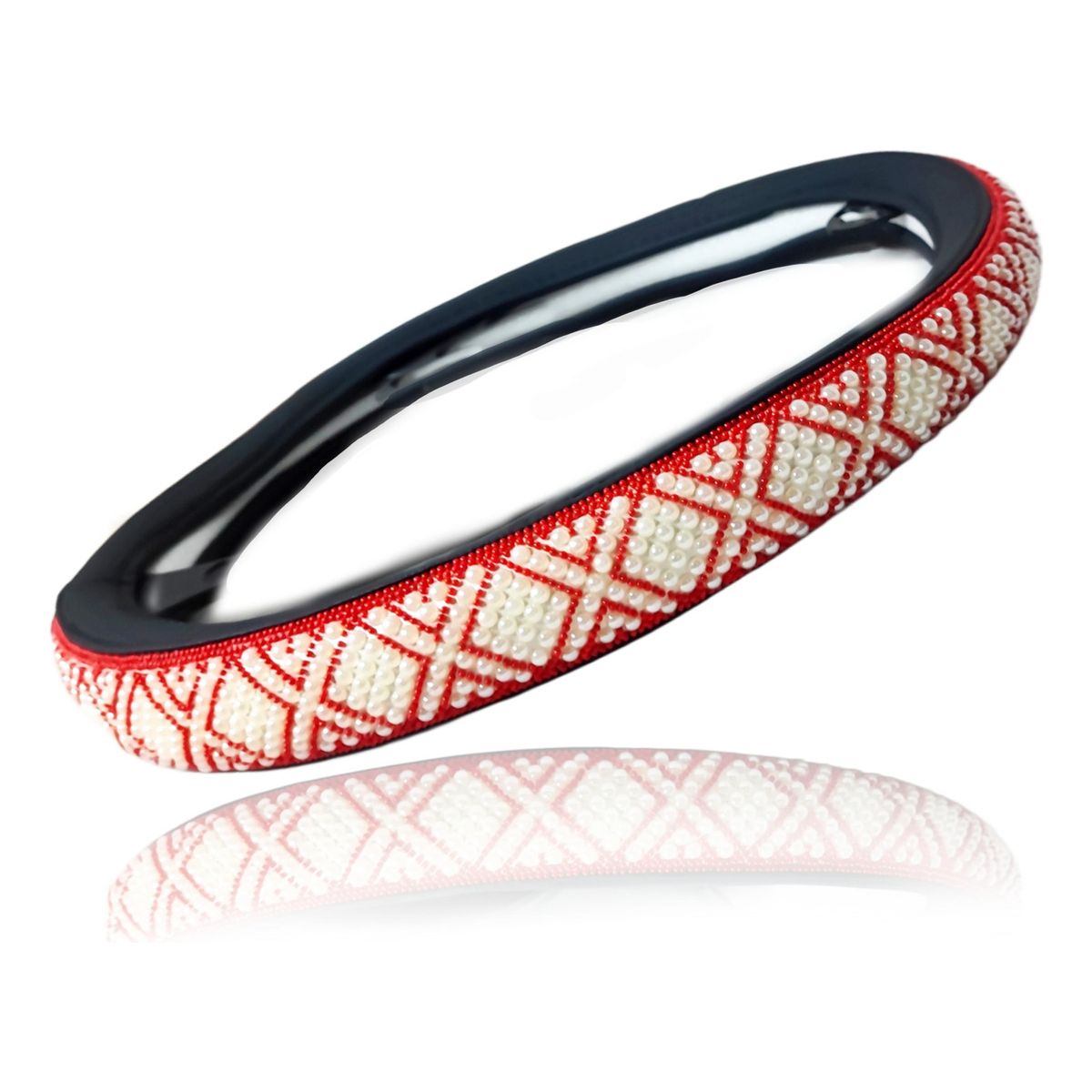 GENERICO - Funda Cubre Volante De Auto Antideslizante Cristal Universal Perlas Rojo