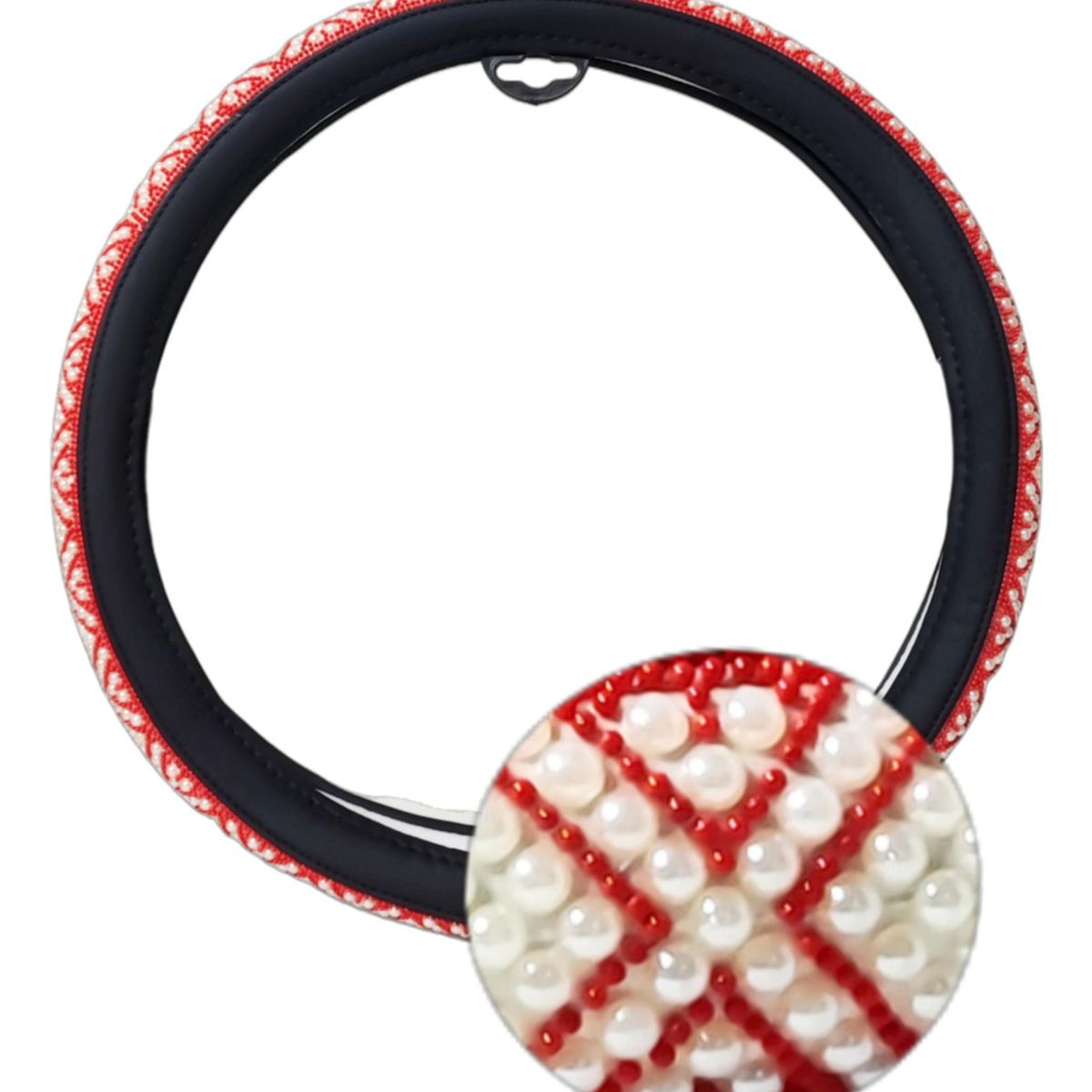 GENERICO - Funda Cubre Volante De Auto Antideslizante Cristal Universal Perlas Rojo