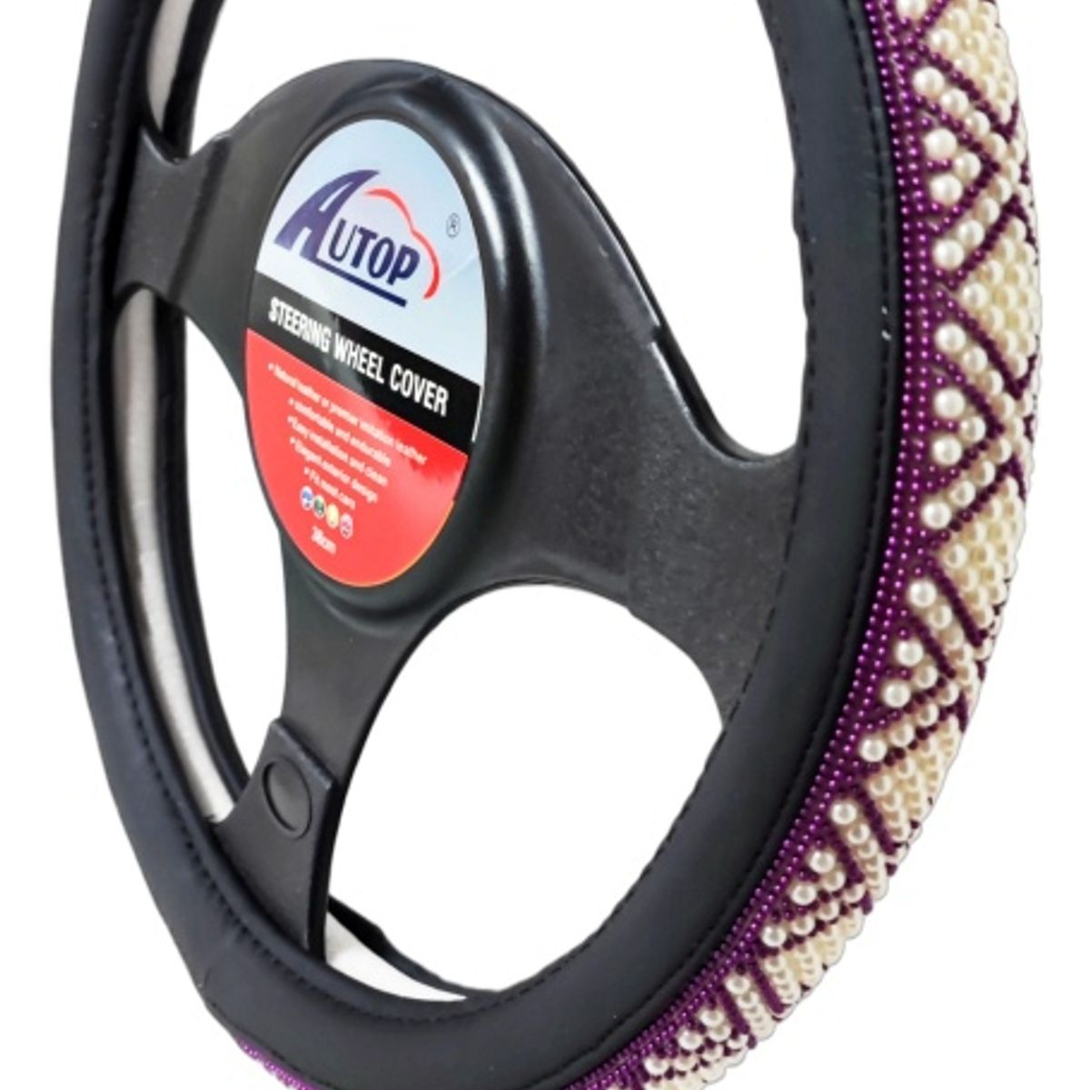 GENERICO - Funda Cubre Volante De Auto Antideslizante Cristal Universal Perlas Violeta