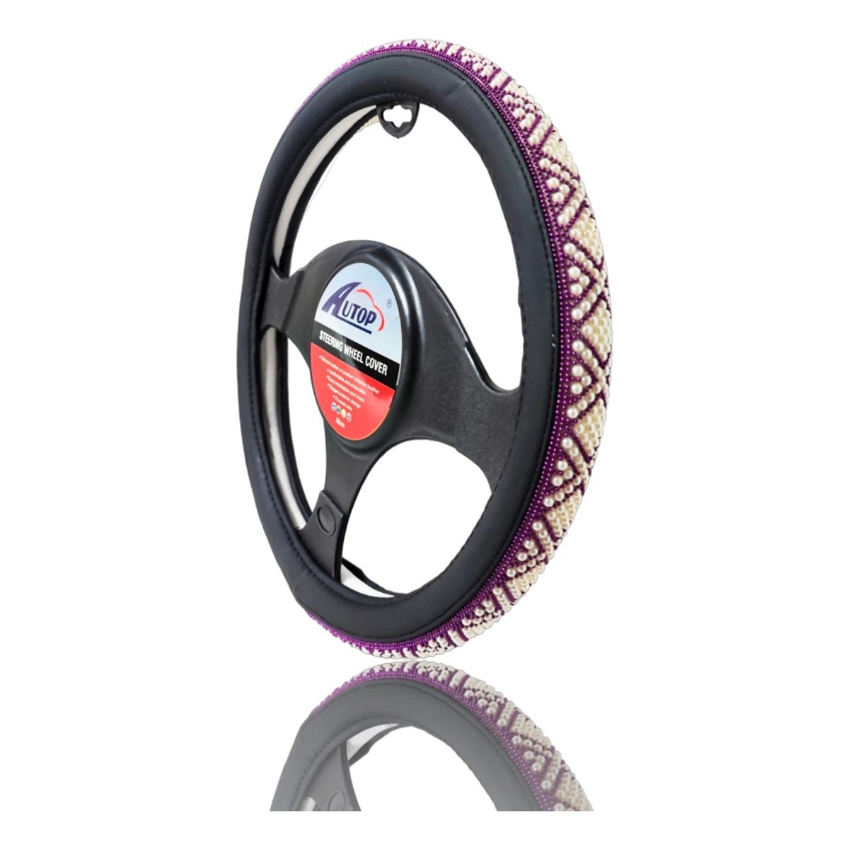 GENERICO - Funda Cubre Volante De Auto Antideslizante Cristal Universal Perlas Violeta