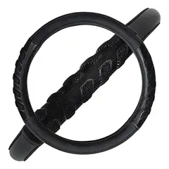 GENERICO - Funda Cubre Volante Antideslizante Ecocuero Panal 3d Universal Negro Negro
