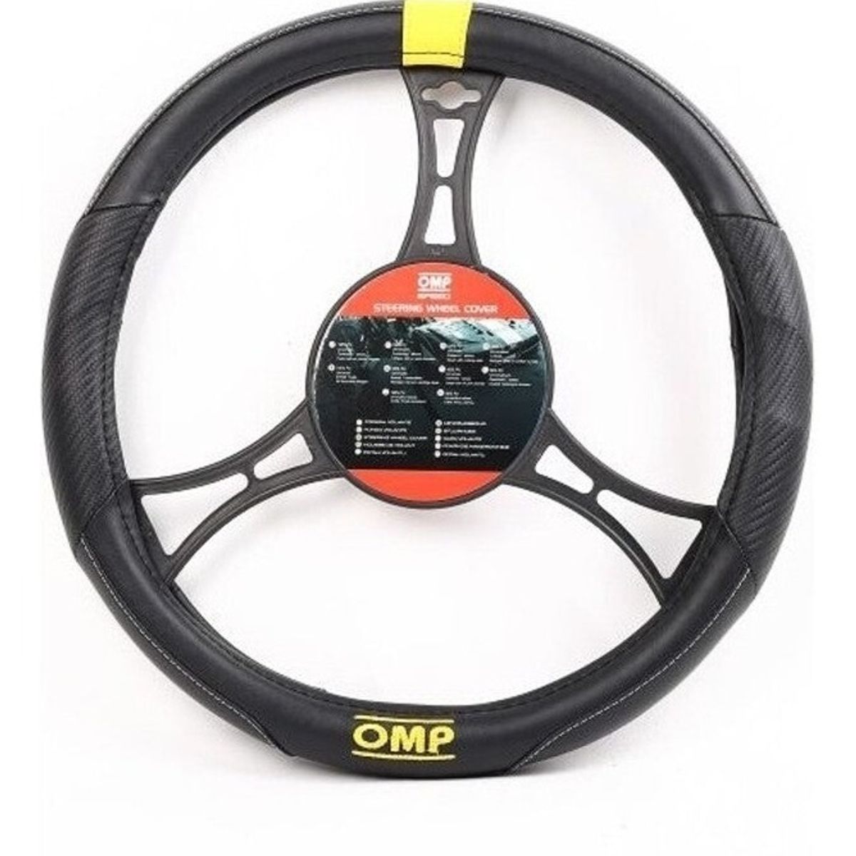 GENERICO - Funda Cubre Volante Auto Omp FundaNegro Amarillo Auto Original