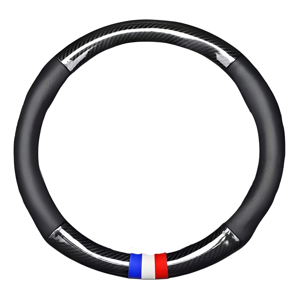 GENERICO - Funda Cubre Volante Eco Cuero Deportivo Fibra Antideslizante Negro Fibra Sport Ryc 822420