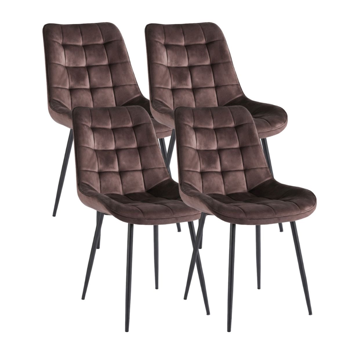 HABITA2 CHILE - Pack de 4 Silla Comedor Terciopelo Cuadros