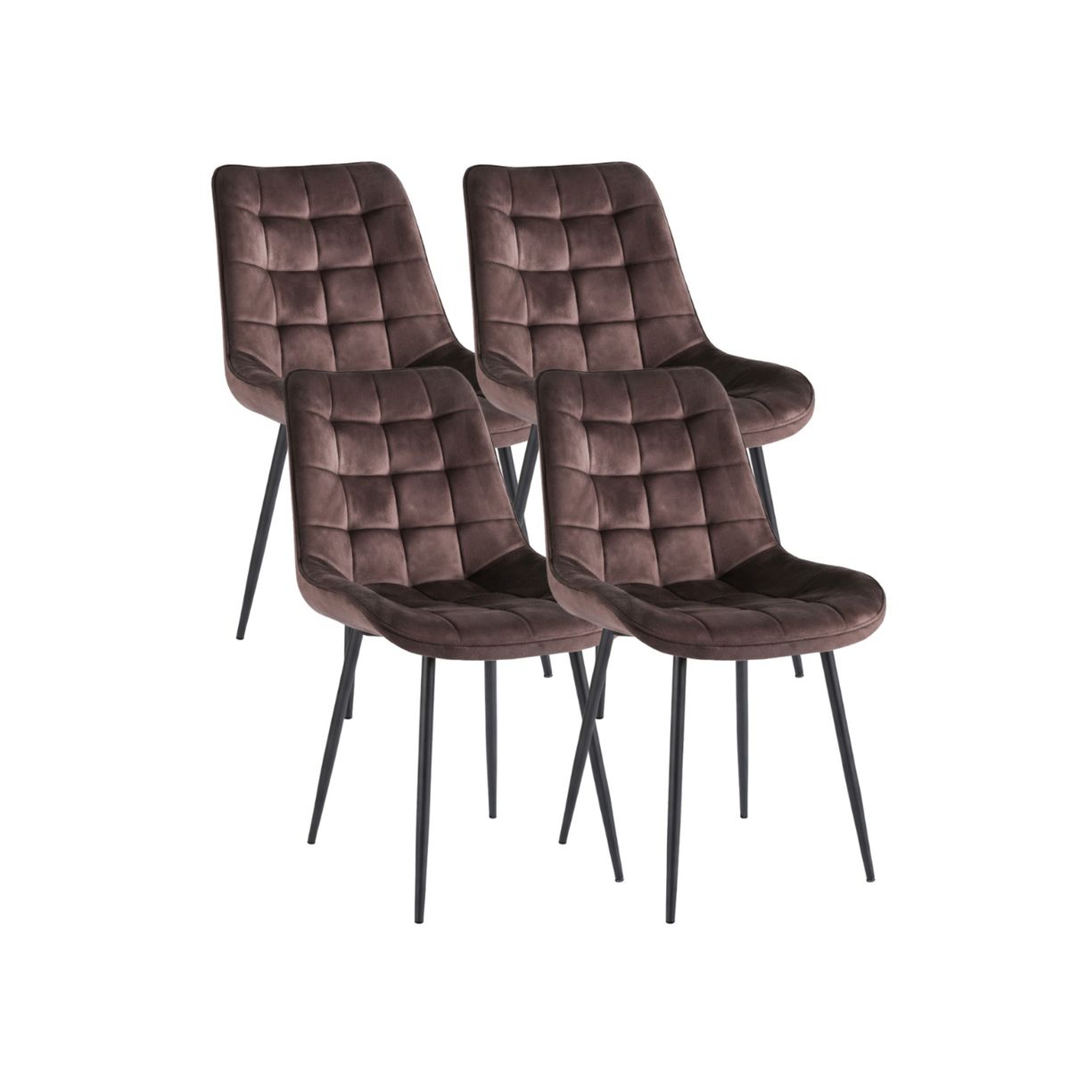 HABITA2 CHILE - Pack de 4 Silla Comedor Terciopelo Cuadros