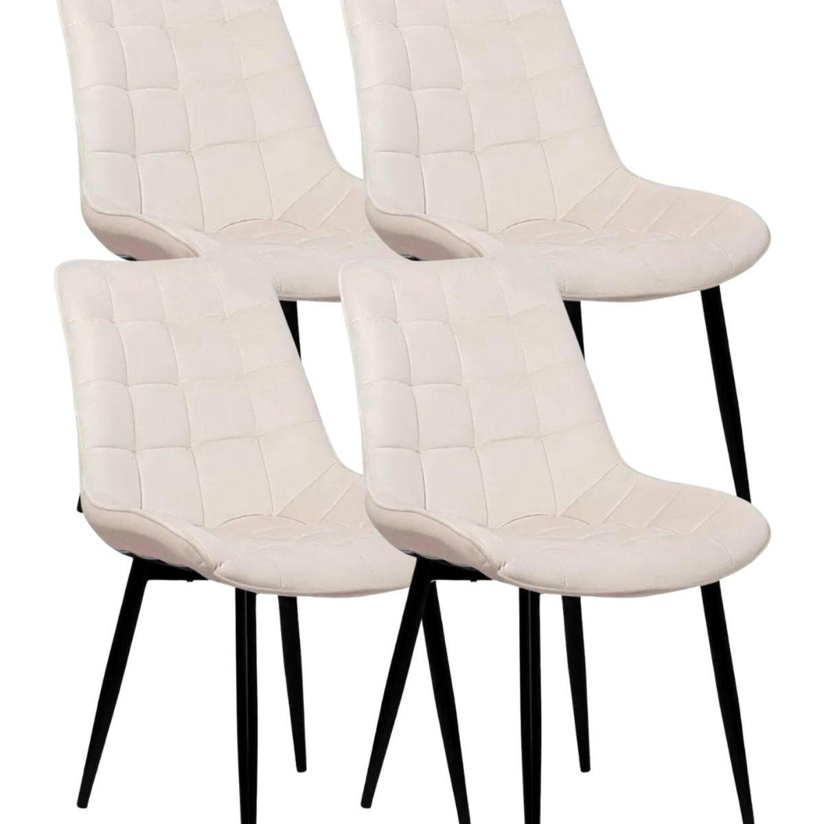 HABITA2 CHILE - Pack de 4 Silla Comedor Terciopelo Cuadros