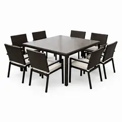 MUEBLES LA TERRAZA - Comedor Exterior 8 sillas color chocolate