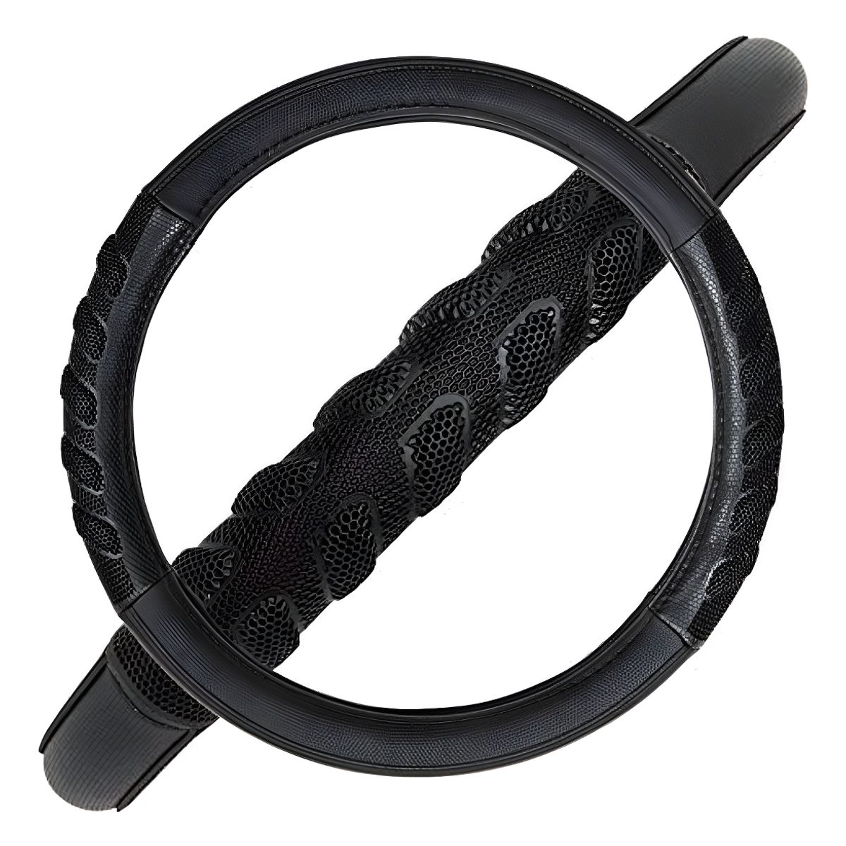 GENERICO - Funda Cubre Volante Antideslizante Ecocuero Panal 3d Universal Negro Negro